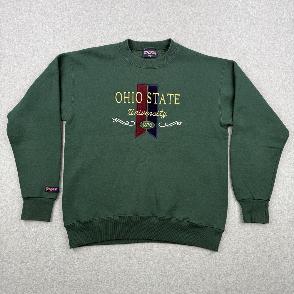 Vintage Ohio State University Sweatshirt Medium Green 90s Jansport Made In USA
